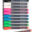 U Brands Fine Tip Liquid Glass Whiteboard Markers with Eraser for Glass Boards, Dry Erase Boards, and Chalk Boards, Assorted Bright Colors, Set of 12