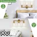 Zarbitta 3-Light Bathroom Light Fixtures, Brushed Brass Bathroom Wall Lights with Clear Glass Shade, Modern Bathroom Wall Lamp for Mirror Kitchen Living Room Hallway Cabinet