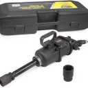 Stark USA 1" Air Impact Wrench Gun Long Shank Pneumatic Truck Mechanics Socket (38mm & 41mm) Set Truck Trailer Heavy Duty Repairs and Maintenance with Carrying Case (Black)