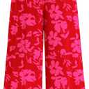 PRETTYGARDEN Women's 2025 Summer Flowy Wide Leg Palazzo Pants Dressy Casual Elastic High Waisted Pockets Boho Beach Trousers (Large, Floral Red Pink)