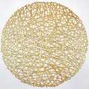 Gold Round Placemats for Dinner Table Set of 6 Metallic Hollow Out Line Circle Table Mats Vinyl Place Mats for Dinning Decor Wedding Accent Centerpiece