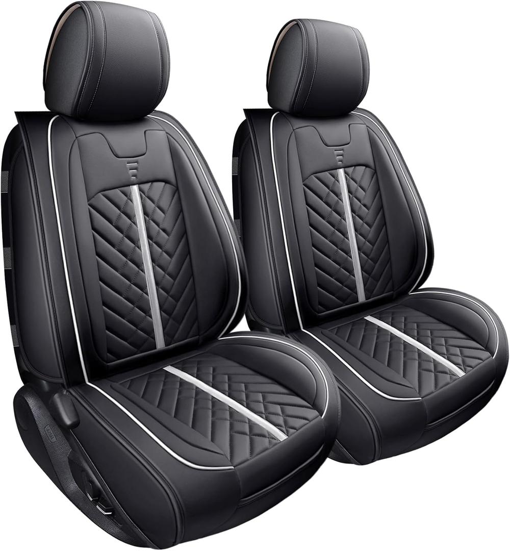 Tomatoman Tacoma Seat Covers 2005-2022 2023 2024 2025 Truck Access Crew Double Cab TRD Offroad Limited SR5 V6 Pickup Car Cushions(2 PCS Front/Black-White)