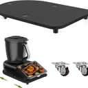 Bamboo Slider for Thermomix TM7 | Countertop Roller Board with Rubber Wheels, Noise-free | Rolling Tray with Non-Slip Feet & Secure-Fit Grooves | TM7 Accessories to Protect Sensitive Scale Black