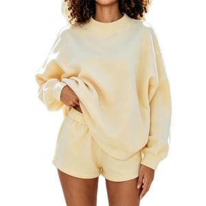 Women 2 Piece Outfits Sweat Shorts Sets Oversized Casual Lounge Matching Set Sweatsuit Tracksuit 2026 Fall Clothes size M
