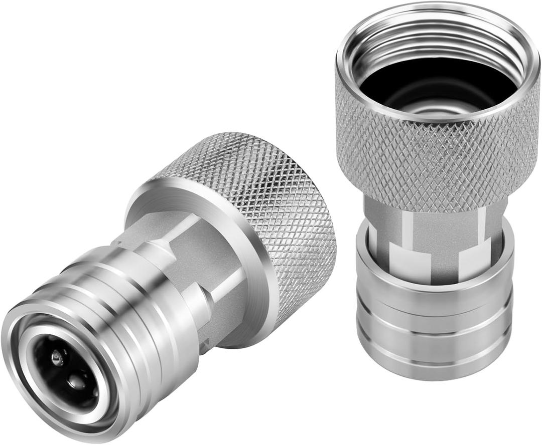 2PACK Garden Hose to Pressure Washer Adapter, 3/4 GHT to 1/4Stainless Steel Quick Connect Fitting for Car Wash, Power Washer Attachment, Water Hose Nozzle Converter (2 Pack Adapters)
