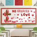 2 x Epakh 86 Pcs Valentine's Day Christian Bulletin Board Valentines Heart Classroom Decoration Valentine's Religions Cross Paper Cutouts Wall Decor for Church Holiday Birthday Wedding Party Decor