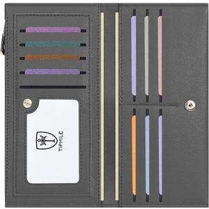 Slim Wallet for Women, RFID Blocking Credit Card Holder, Ladies Bifold Wallet with Zipper, Grey