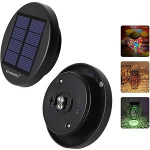 Solar Lights Replacement Parts for Lanterns: 2.83 in Replacement Tops with Warm White & RGB LED Light for Outdoor-2 Pack Waterproof Lid Caps for 2.36 in, 2.42 in, 2.5 in, 2.76 in, 2.83 in Lantern Port