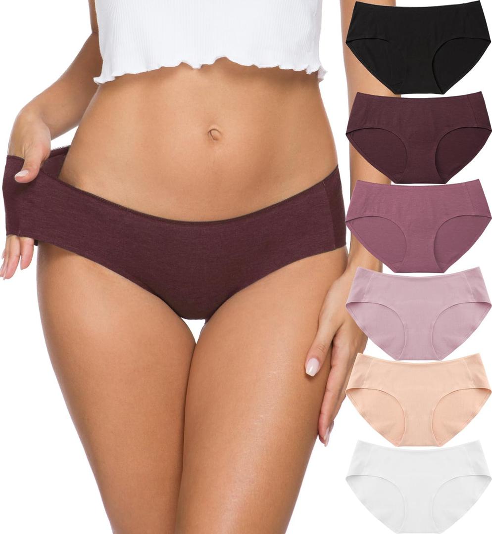 Altheanray Womens Underwear Cotton Underwear for Women Seamless Hipster Bikini Briefs Panties 6 Pack (Medium, Red Gradient)
