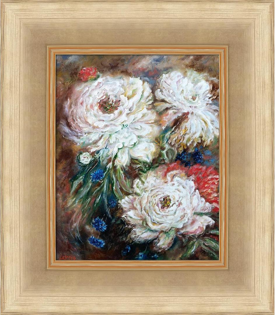 Flowers with Andover Champagne Frame, 13.38" x 15.38"
