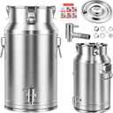 304 Stainless Steel Water Dispenser with Faucet, Thickened Milk Can with Handle, Sealing Ring and Instruction Manual, 20L Stainless Steel Water Jug for Milk, Water, Tea, Juice and Beverage Storage