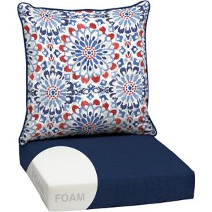 Arden Outdoor Foam Deep Seat Cushion Set, 24x24, Premium High-Density Foam, Never Flattens, Weather-Proof for Patio Chair Sofa Couch, Clark Blue, 1 Pack
