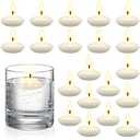 Nuanchu 20 Pcs White Floating Candles Centerpieces for Wedding 1.5 Inch Small Unscented Floating Candles Decoration for Valentine's Day Party Wedding Anniversary Holiday Party Gifts Home Pool Decor