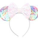 Mouse Ears Headbands, Sequin Pink Mice Ears for Women Girls, Shiny Bow Headband for Cosplay Costume Party Decorations