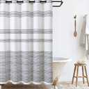 jinchan Extra Long No Hooks Needed Black and White Shower Curtain Modern Striped Waterproof Fabric Shower Curtains for Bathroom Hotel Spa 70x84 Inch