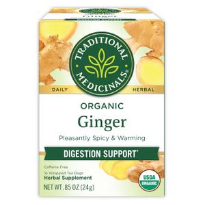 Traditional Medicinals Tea, Organic Ginger, Healthy Digestion, Pleasantly Spicy & Warming, 16 Tea Bags (EXP 04/20/29)