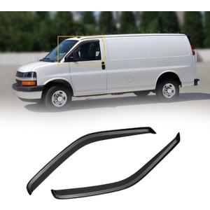 Window Visors for Chevrolet(Chevy) Express/GMC Savana 1996-2025, Rain Guards Shield Vent Shade Deflector Dark Smoke for GMC Topkick C4500 C5500 03-09/ Chevy Kodiak 03-09, Tape-On, 2PCS