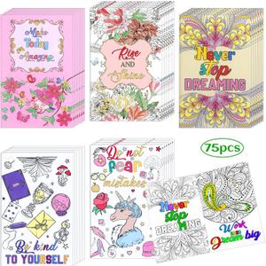 Eaasty 75 Pcs Mini Adult Coloring Books Bulk Mandala Activity Books with Positive Quote Motivational Inspirational Coloring Gifts for Adults Stress Relieving Holiday Party Favors