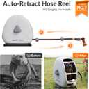 Giraffe Tools Retractable Heavy Duty Hose Reel, 1/2" x 82FT Automatic Rewind Garden Hose Reel with 360 Swivel Base, Ground Mounted for Lawn, Patio, Concrete Floor & Yard Watering
