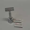 Double Edge Safety Razor with Stand, Single Blade Razors for Men and Women, Metal 1 Blade Razor, with 10 Platinum Coated Stainless Steel Double Edge Blades, Smooth and Close Shave, Silver