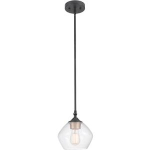 Globe Electric Harrow 1-Light Pendant, Gold Accent Socket, Shade 60312, 59.6", Matte Black with Clear Glass, Bulb Not Included