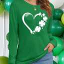 St Patricks Day Shirt Women Lucky Shmrock Shirts Cute Saint Patricks Day Green Clover Long Sleeve Blouse Tops (Small)