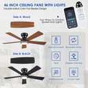 Brown RGB Ceiling Fans with Lights - 46" Flush Mount Ceiling Fan with Remote APP, RGB+3CCT Dimmable Led Light, Reversible 6 Wind Speeds&2H Timer, Low Profile Modern Fan Light Fixture for Bedroom Party