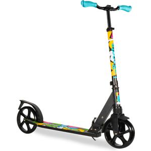 LaScoota Kick Scooter for Kids Ages 6+, Teens & Adults, Large 8" Sturdy Urethane Wheels. Adjustable Handlebar, Lightweight, Foldable, 220lbs Max Load
