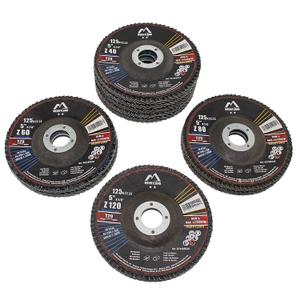 Merryland Flap Disc 5 inch Metal for Angle Grinder, 5inch 40 60 80 120 Grit Mixed T29 Flap Wheel 10 Pack, Blue Zirconium Corundum INOX Stainless Steel Iron Universal, Craft-Line FC1108014-10