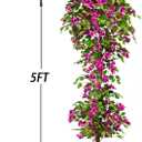 Artificial Bougainvillea Tree -5FT Faux Bougainvillea Tree with Realistic Flowers, Tall Fake Flower Tree for Indoor or Outdoor Decor, Silk Floral Plant for Living Room, Porch, Garden (Purple)