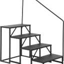 RV Step Ladder, 4 Step Ladder with Handrail, Heavy Duty 660lbs, Portable Pool Ladder, Portable Outdoor Stairs for Camper, Travel Trailer, Porch, Mobile Home & Pet