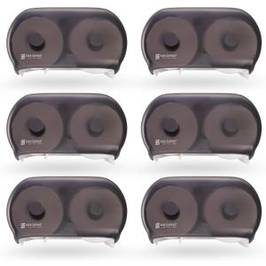 San Jamar Classic Versatwin Plastic Tissue Dispenser, Toilet Paper Holder, Tissue Holder with Dual Dispensing for Bathroom, Commercial, Office, Restaurants, Hospitals, Schools, 5.5 Inches, Black Pearl