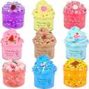 Christmas Slime Kit 9 Pack, with 5 Butter 4 Crystal Slime, Peach Cake Cady etc Charms, DIY Supplies for Girls and Boys, Stress Relief Toy for Kids Education, Slime Party Favor