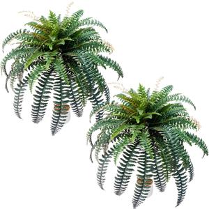 Giant Artificial Boston Ferns for Outdoors Large UV Resistant LifeLike Faux Fern, Realistic Silk Greenery plants large Office, Home Decor, 2pack 88 Branches, 48 Inch fake fern Leaf Green. No Base