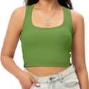 Sports Crop Tank Tops for Women Cropped Workout Tops Racerback Running Yoga Tanks Cotton Sleeveless Gym Shirts (X-Small, Xgreen)