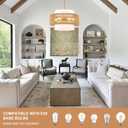 23.6" Boho Rattan Chandelier, 6-Light Large Rattan Pendant Light with Fabric Lampshade, Hand Woven Rattan Light Fixtures Farmhouse Boho Chandeliers for Dining Room, Living Room, Kitchen Island, Foyer
