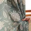 ISAENNE Vintage Gray Green Linen Cottage Curtains with Grommets,Semi Blackout Floral Home Decor Curtain for Living Room Kitchen Bedroom Window,2 Panels 53 Inches Wide by 79 Inches Long -Andrew