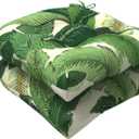LVTXIII Outdoor Seat Cushions Seasonal Tufted Chair Cushions, Patio Chair Pads for Dining Chairs, Office Armchairs and Garden Furniture Decoration (Round Back, 19x19x4, Swaying Palms Green, 2 Pack)