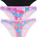 Bonds Women's Underwear Pack, High-cut Icons Bikini Panties for Women, Stretchy Cotton-blend Underwear, 3-pack (Medium, Black/Interflora/Island Time)