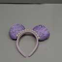 Pearl Mouse Ears Bow Headbands for Girls Kids Sparkle Hair Band Ear Headband Party Princess Trip Cosplay Costume Decor (Purple Pearl)