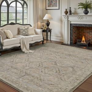 RESARE-Area Rug 8X10 Rug for Living Room-Machine Washable Rugs for Bedroom-Soft Vintage Beige Non Slip Carpet- Rug for Dining Room Office Under Bed or Table (8ft X 10ft)