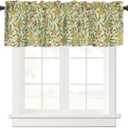 Vintage Floral Window Valance Curtain, William Morris Retro Pomegranate Boho Flower Botanical Plant Window Treatment Valances for Kitchen Living Room Caf Dcor 54'x18', 1 Panel