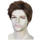 Mens Brown Wig Short Straight Brown Wig Layered Male Heat Resistant Synthetic Hair Replacement