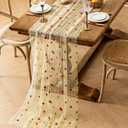 Embroidery Table Runner 9.8ft Floral Embroidered Lace Tulle Runner Colorful Flower Table Cover for Bridal Shower Birthday Party Wedding Arch Veil Restaurant Decoration (Pink, 28" x 120", 2 pc)