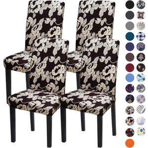 Sufdari Dining Chair Covers,Kitchen Chair Cover,Parsons Chair Slipcover,Spandex Chair Protectors for Dining Room Stretch Chairs Cover Set of 4 -Beige Floral