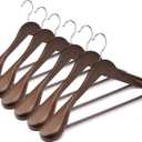 Suit Hangers 6 Pack Wooden Coat Hangers,Wide Shoulder Hangers with Non Slip Pants Holder,Heavy Duty Clothes Hangers,Suit Hangers for Men,for Women,for Suit,Coat,Jacket,Pants (Walnut