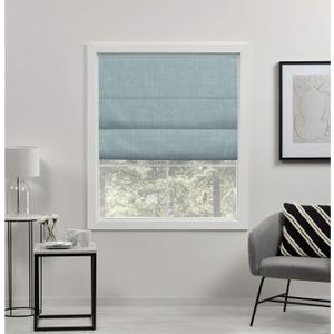 Exclusive Home Curtains Acadia 100% Blackout Polyester Roman Shade, 31"x64", Aqua