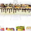 Cake Stand with Lid-Extra Large 17" Rectangular Cake Holder,8-in-1 Multi-Functional Dessert Table Display Set & Charcuterie Board,Acrylic Cake Plate Dome Cover for Weddings/Cheese/Veggie/Chips & Dip