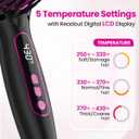 Mini Hair Straightener Brush Travel Size for Women,Dual Voltage Straightening Brush with Ceramic Heated Bristles,Adjustable Temperature&LED Display