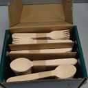 MeeRoh 300 Pcs Wooden Utensil Set  Heavy Duty Disposable Silverware  Eco Friendly Wood Utensils Set for Parties & Weddings  Compostable Birch Wood Forks Spoons Knives  Biodegradable Cutlery